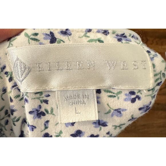 EILEEN WEST Longsleeve Flannel Floral Sleep Dress Loungewear Size L - Picture 4 of 5